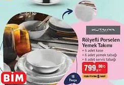 KÜTAHYA PORSELEN RÖLYEFLİ PORSELEN YEMEK TAKIMI